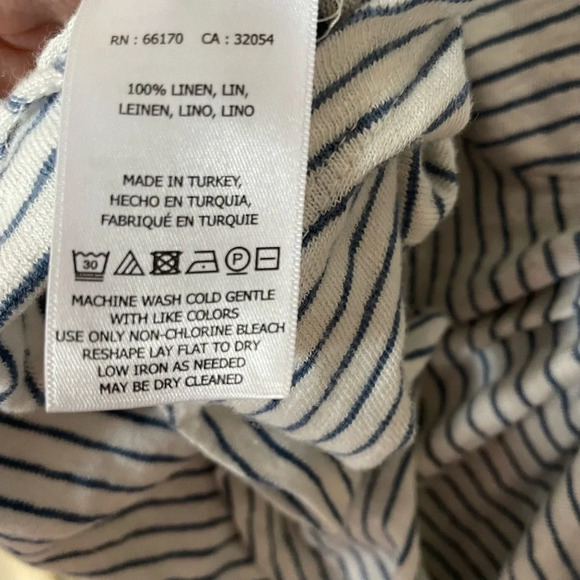 Anthropologie Maeve white and blue striped linen shirt size small - Picture 4 of 6
